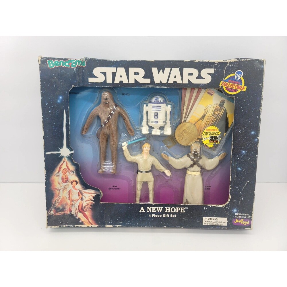 Vintage STAR WARS BEND-EMS 4 PIECE GIFT SET Figures Bendable NEW 1994 A New Hope